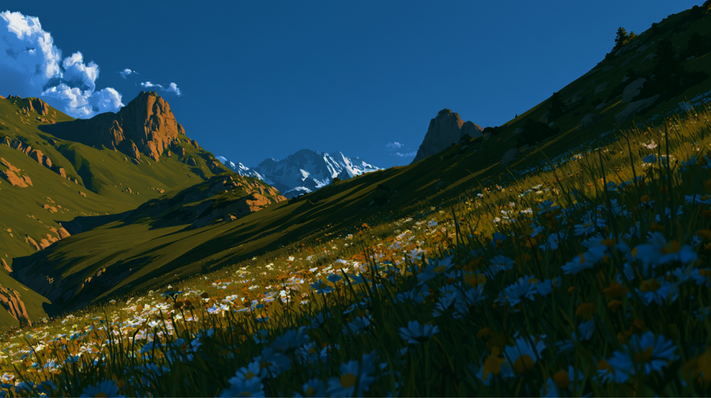 Mountain meadow landscape