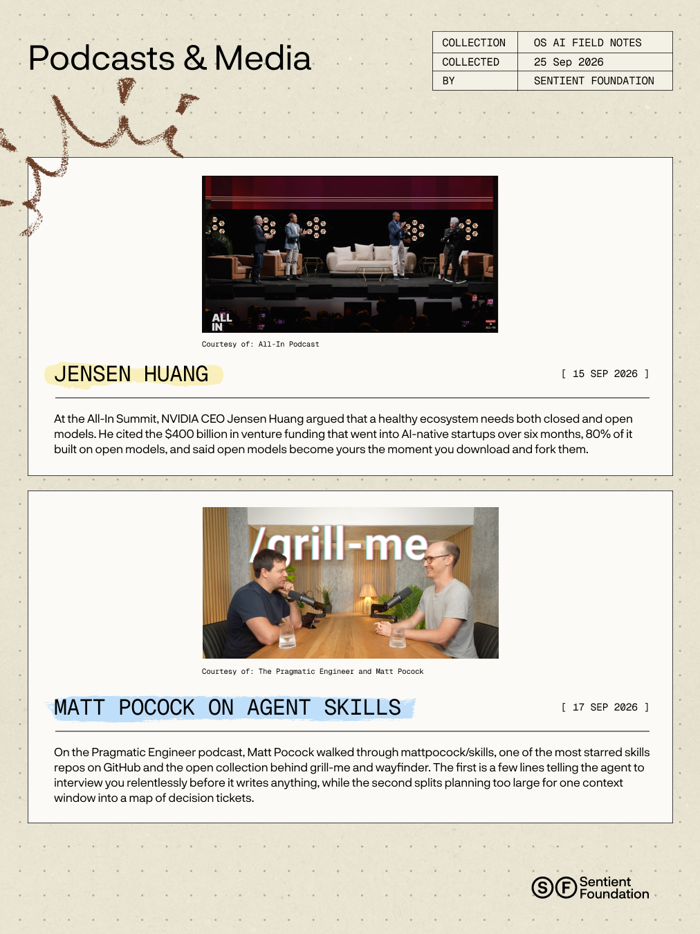 Podcasts & Media: Jensen Huang at the All-In Summit and Matt Pocock on agent skills